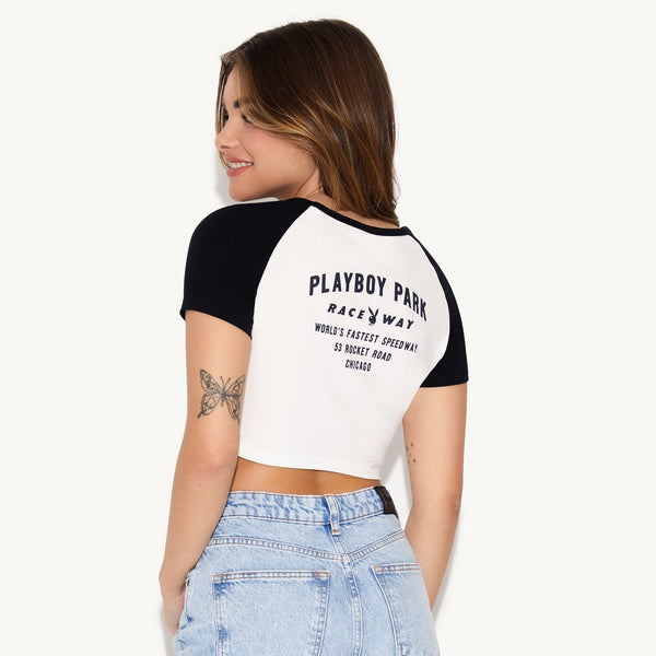 Playboy Playboy Raceway Baby Tee Women's - Tees White