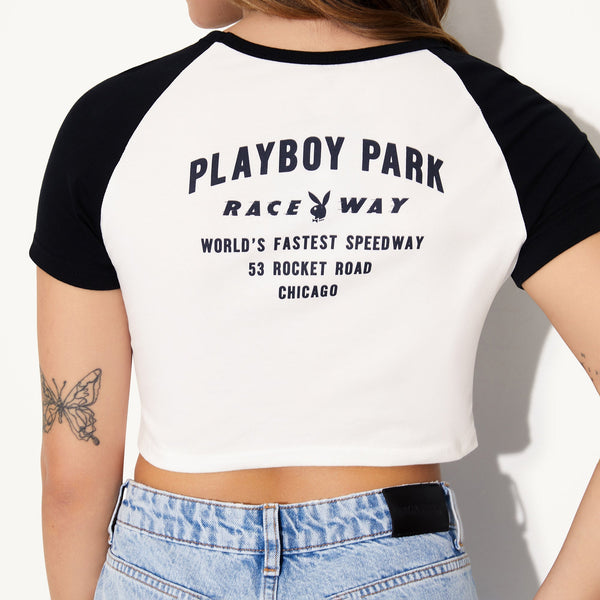Playboy Playboy Raceway Baby Tee Women's - Tees White