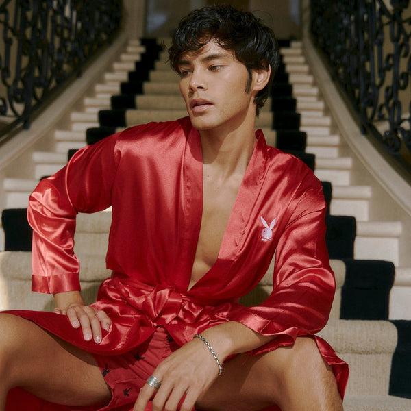 Playboy Satin Mansion Robe Men's - Robe SMALL