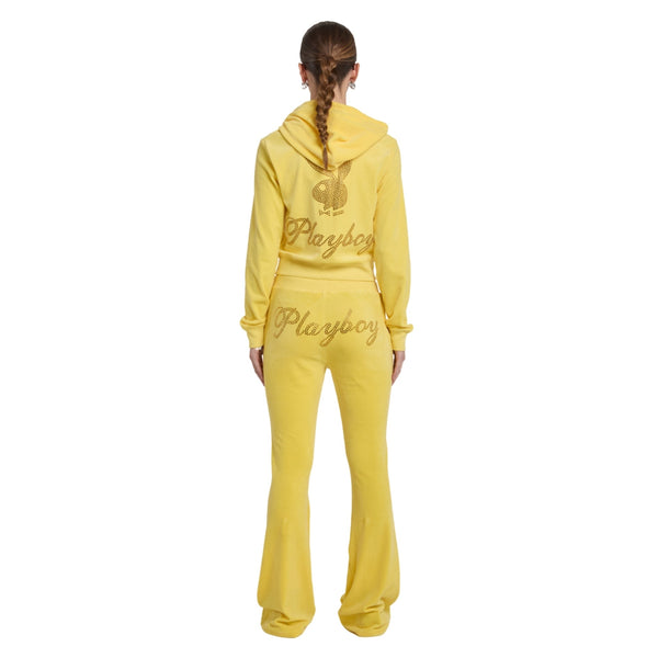 Playboy Playboy Velour Rhinestone Pants Women's - Pants Yellow
