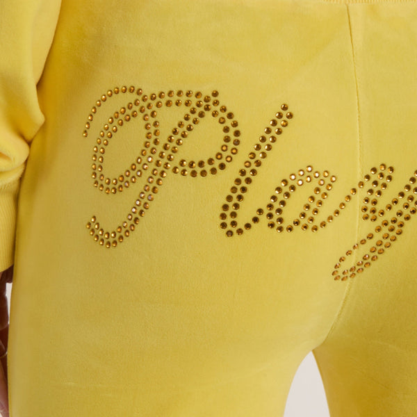 Playboy Playboy Velour Rhinestone Pants Women's - Pants Yellow