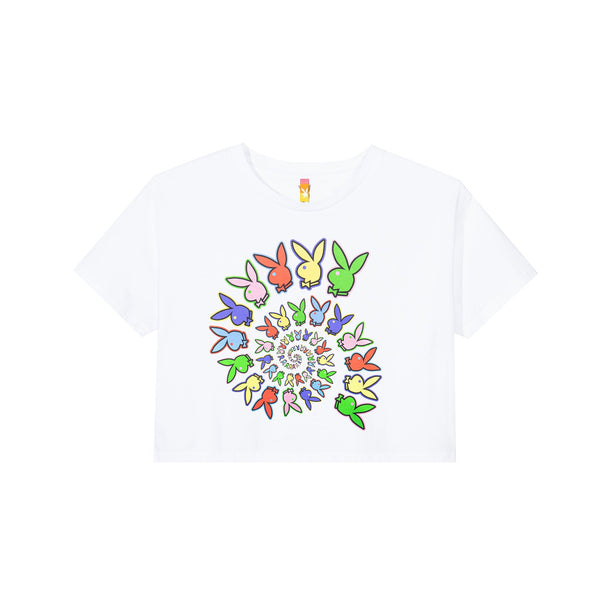 Playboy Playboy X Color Bars Spiral Women's Cropped T-Shirt Women's - T-Shirts Black