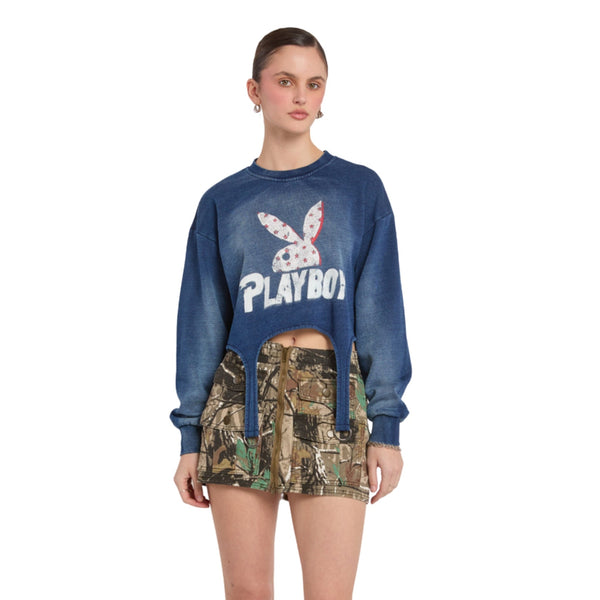 Playboy Player D Ring Sweatshirt Women's - Sweatshirts Indigo