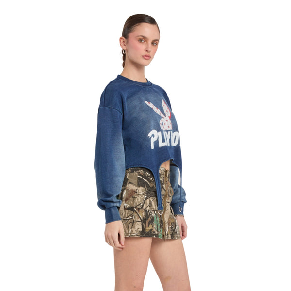 Playboy Player D Ring Sweatshirt Women's - Sweatshirts Indigo