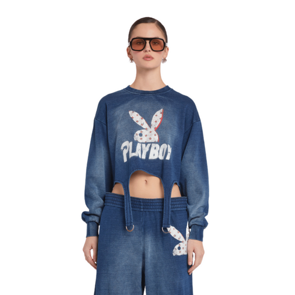 playboy Player D Ring Sweatshirt Women's - Sweatshirts Indigo