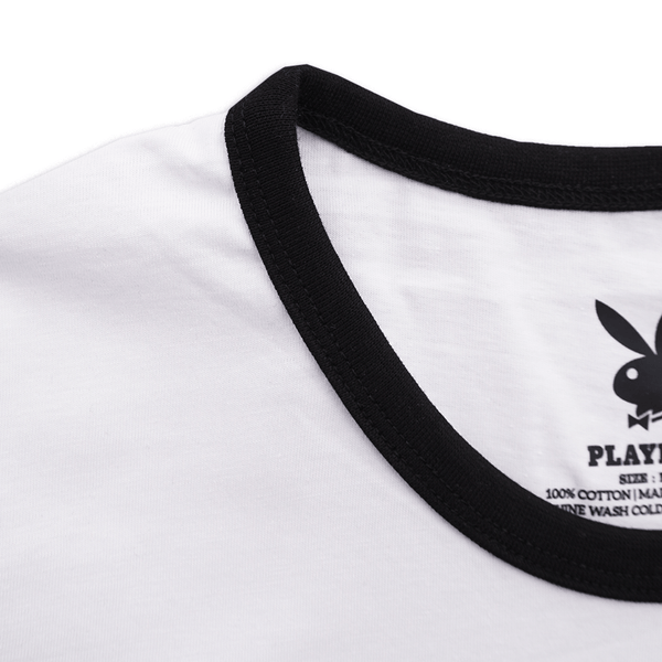 Playboy Queen Of Spades Ringer Tee Women's - Tees White