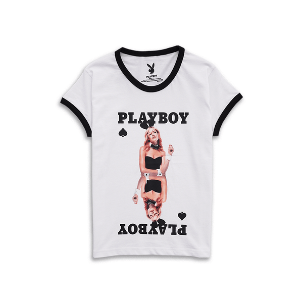 playboy Queen of Spades Ringer Tee Women's - Tees White
