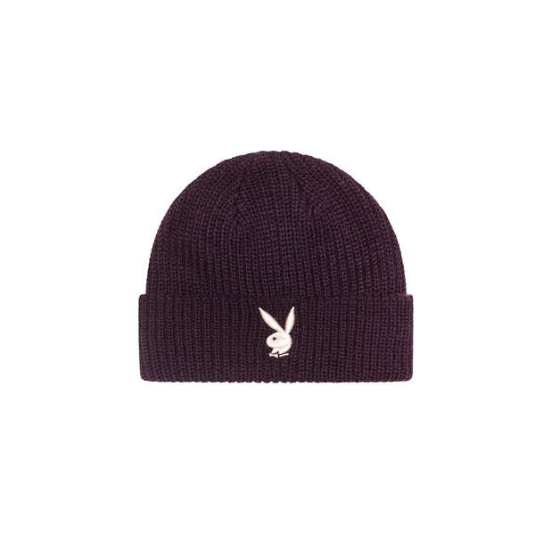 Playboy Rabbit Head Knit Beanie Accessories - Hat Black With Red Bunny
