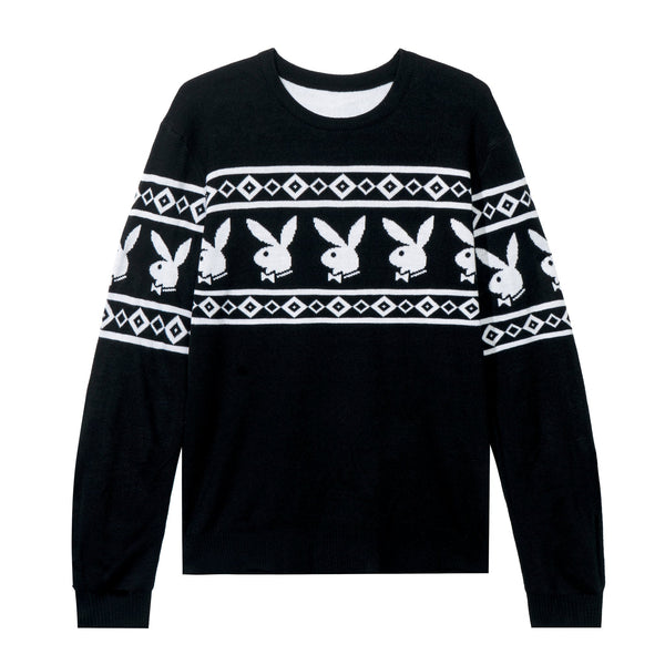 playboy Rabbit Head Knit Sweater Men's - Sweatshirts Black playboy Rabbit Head Knit Sweater Men's - Sweatshirts Black