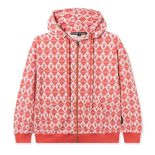 playboy Rabbit Head Oversized Zip-Up Hoodie Women's - Hoodies Pink