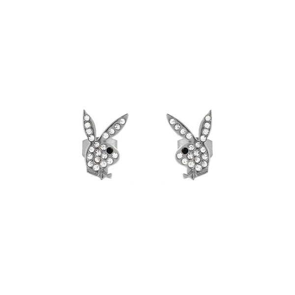 Playboy Rabbit Head Pave Stud Earrings Accessories - Jewelry Rose Gold