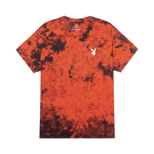 Playboy Repeating Masthead Tie Dye T-Shirt Men's - T-Shirts Orange Black Tie Dye