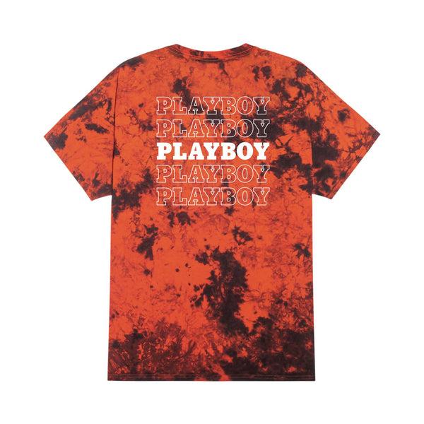 playboy Repeating Masthead Tie Dye T-Shirt Men's - T-Shirts Orange Black Tie Dye