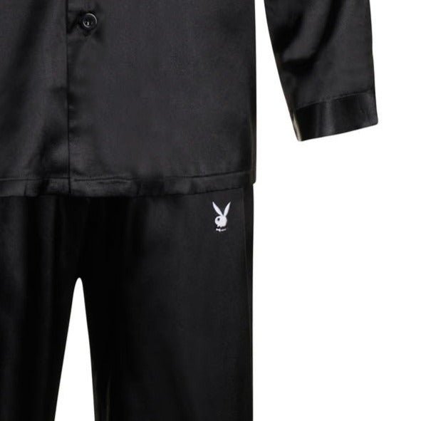 Playboy Satin Mansion Lounge Set Men's - Pajamas Black