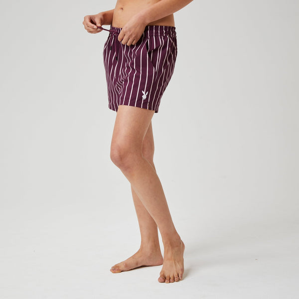 playboy Shirting Strip Swim Trunk Women's - Swimwear Shirting strip burgandy