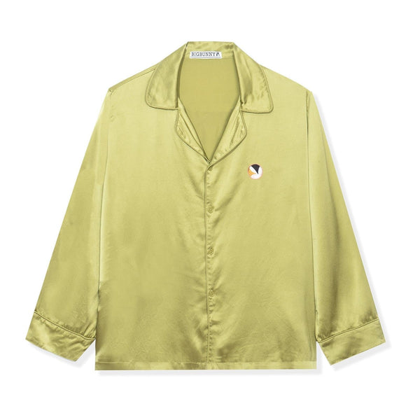 playboy Silk Button Down Collared Top Women's - Tops Olive