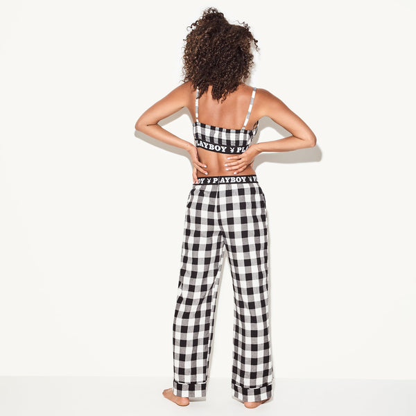 Playboy The Black Flannel Sleep Pajama Pant Women's - PJs Black/White