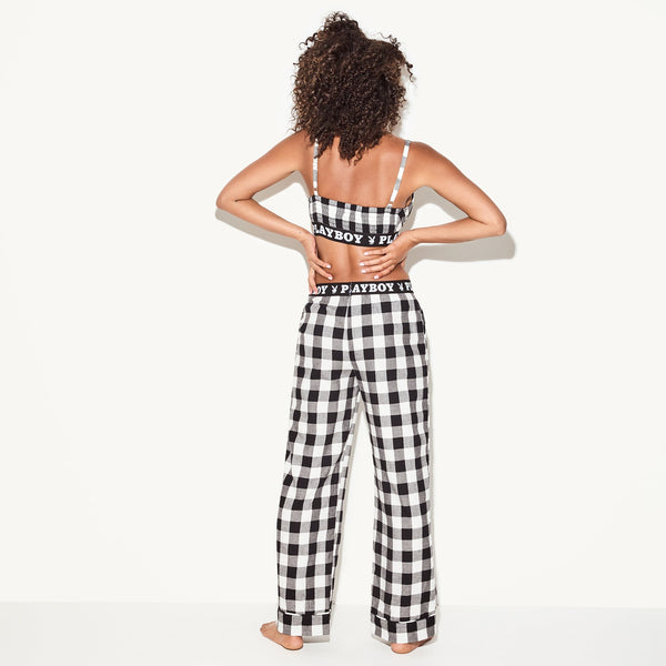 Playboy The Check Flannel Sleep Bralette Women's - PJs Black/white Check