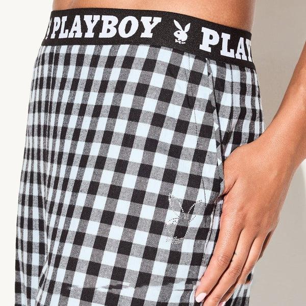 Playboy The Flannel Sleep Pajama Pant Women's - PJs Blue Check