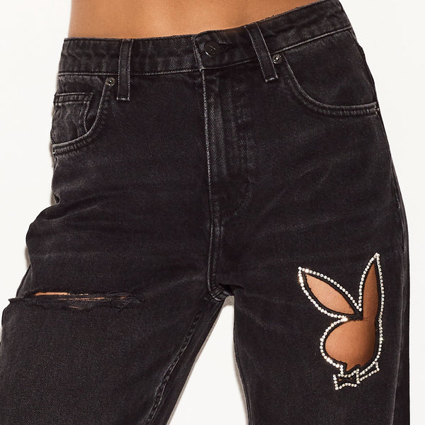 Playboy The High Rise Wide Leg Jean Washed Women's - Denim Washed Black