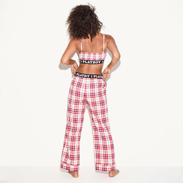 Playboy The Pink Flannel Sleep Bralette Women's - PJs Pink/White Plaid