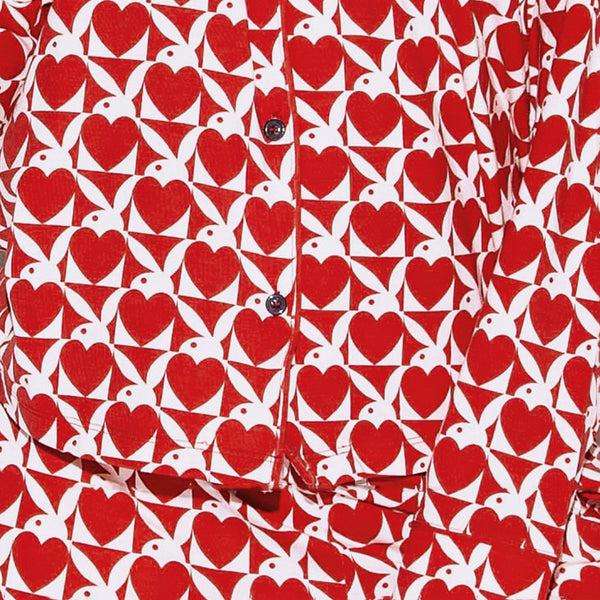 Playboy The Red Slumber Party Pajama Set Women's - PJs Heart Bunny Red