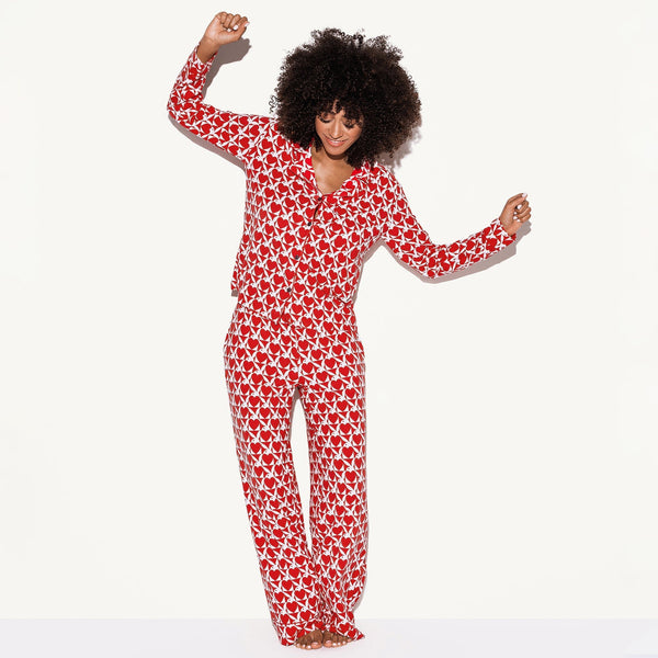 Playboy The Red Slumber Party Pajama Set Women's - PJs Heart Bunny Red