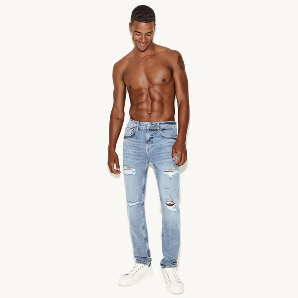 Playboy The Skinny Jean Light Wash Destroy Men's - Denim 30