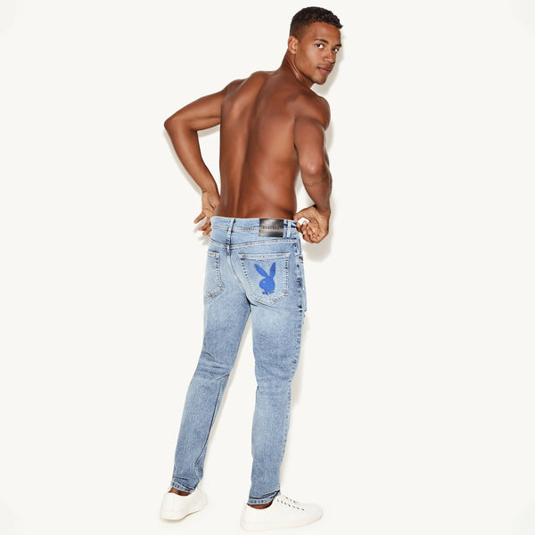 playboy The Skinny Jean Light Wash Destroy Men's - Denim 30