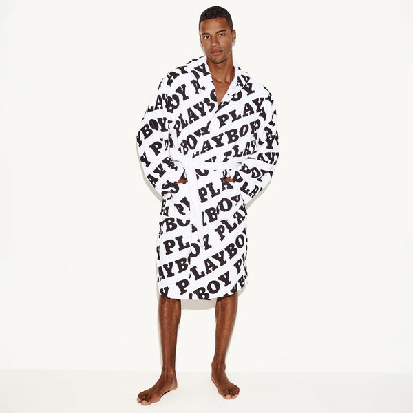 Playboy The Terry Towel Robe Men's - Bathrobe Fuchsia Logo