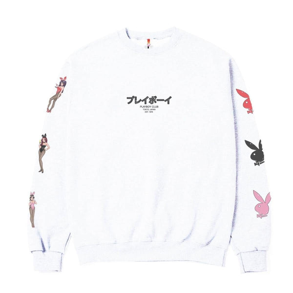 playboy Tokyo Club Bunny Crewneck Sweatshirt Men's - Sweatshirts White