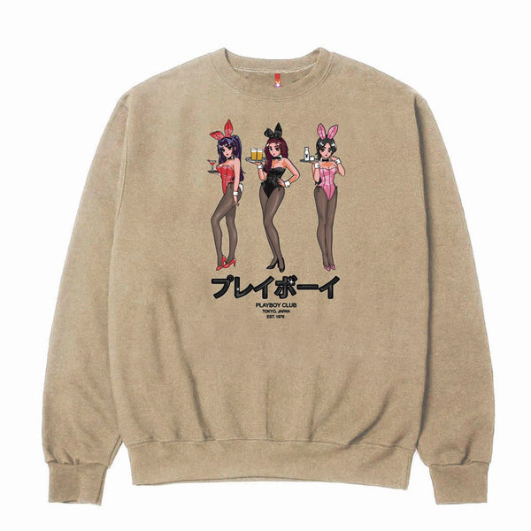Playboy Tokyo Club Happy Hour Crewneck Sweatshirt Men's - Sweatshirts Black