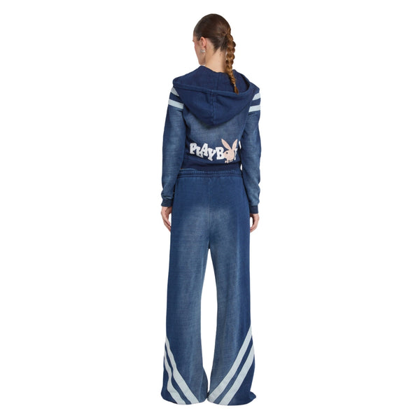 Playboy Varsity Stripe Wide Leg Pant Women's - Pants Indigo