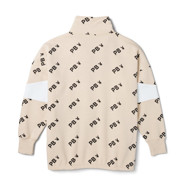 Playboy Women's All Over Print Color Block Zip Sweatshirt Women's - Sweatshirts Stone