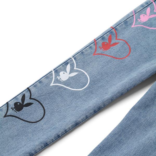 Playboy Women's Baggy Bunny Heart Denim Pants Amore Women's - Denim 22