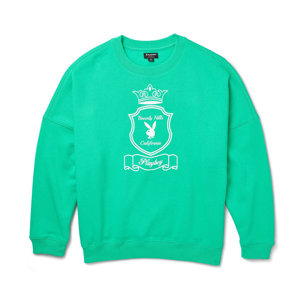 playboy Women's Bunny Hills Crewneck Women's - Sweatshirts Holly green