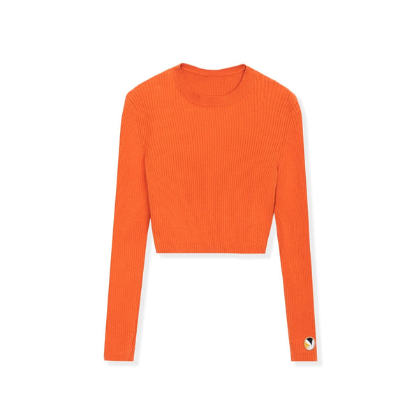 Playboy Women's Cropped Ribbed Long Sleeve Top Women's - Tops Black