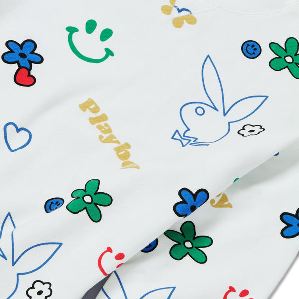 Playboy Women's Doodle Crew Neck Sweatshirt Women's - Sweatshirts Star White