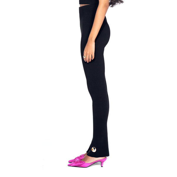 Playboy Women's Flared Ribbed Leggings Women's - Leggings Black