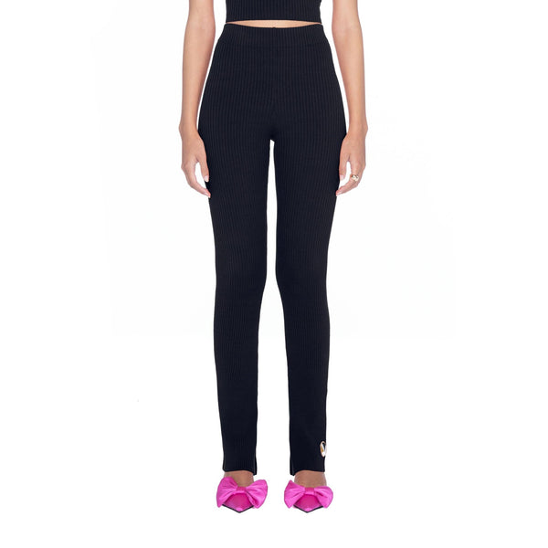 playboy Women's Flared Ribbed Leggings Women's - Leggings Black