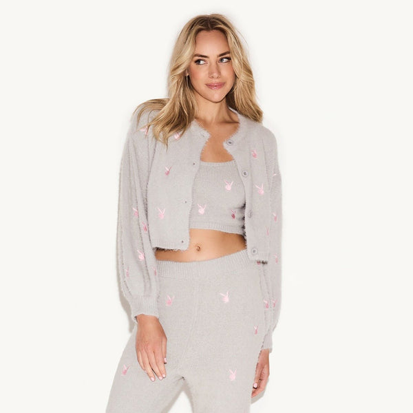 Playboy Women's Fluffy Knit Crop Top Women's - Tank Pink