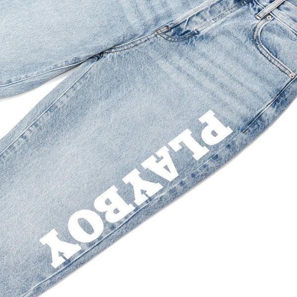 Playboy Women's High Rise Straight Leg Masthead Denim Pants Women's - Denim 24