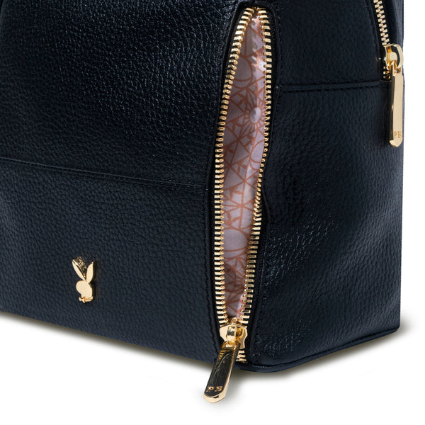 Playboy Women's Leather Mini Backpack Accessories - Bags Black