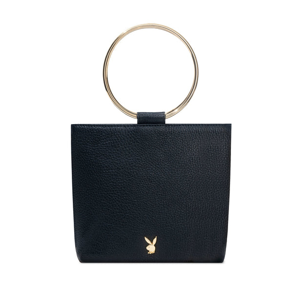 Playboy Women's Leather Ring Clutch Accessories - Bags Black