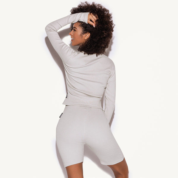 Playboy Women's Lounge Rib LS Top And Short Set Women's - PJs Tan