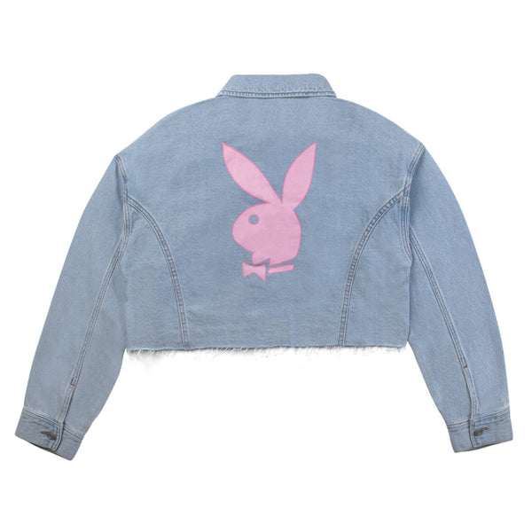 Playboy Women's Pink Bunny Denim Jacket Women's - Jackets M/L