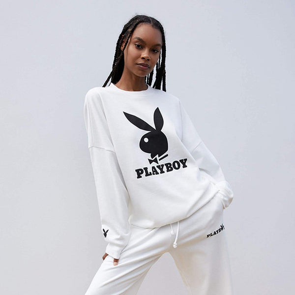 Playboy Women's Playboy Classic Crewneck Women's - Sweatshirts White Alyssum