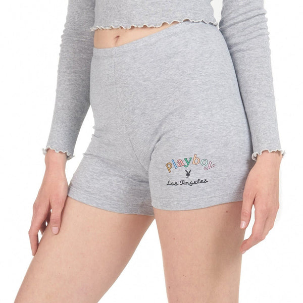 playboy Women's Rainbow Masthead Bike Shorts Women's - Shorts Heather Grey