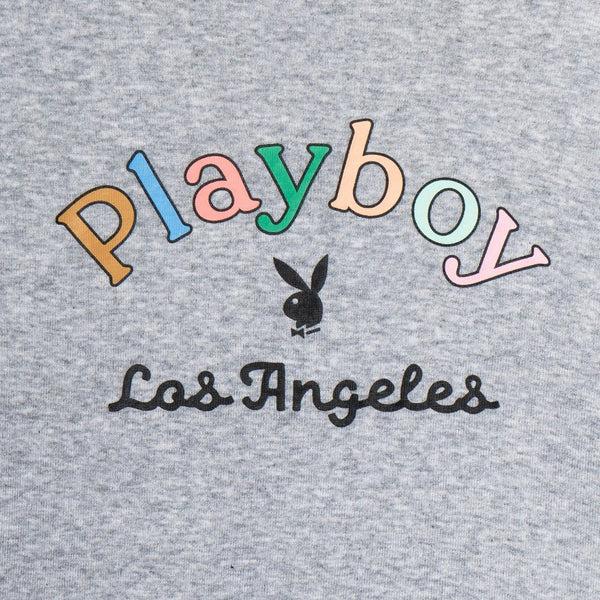 Playboy Women's Rainbow Masthead Long Sleeve Top Women's - Tee Heather Grey