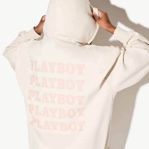 Playboy Women's Repeat Print Hoodie Dress Women's - Dresses Sand